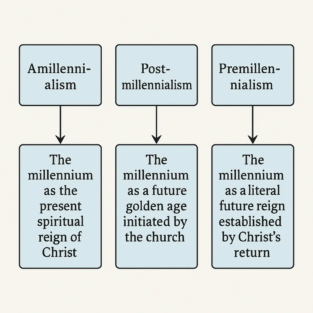 Explore biblical views of the millennium. Compare amillennial, postmillennial, and premillennial interpretations of Christ’s return, judgment, and kingdom.
