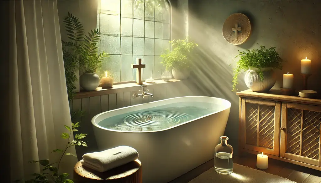  image representing the concept of "The Forgotten Baptismal Opportunity in Your Home: The Bathtub," with a serene and spiritually reflective atmosphere. Let me know if you'd like to adjust any elements or add further symbolism.